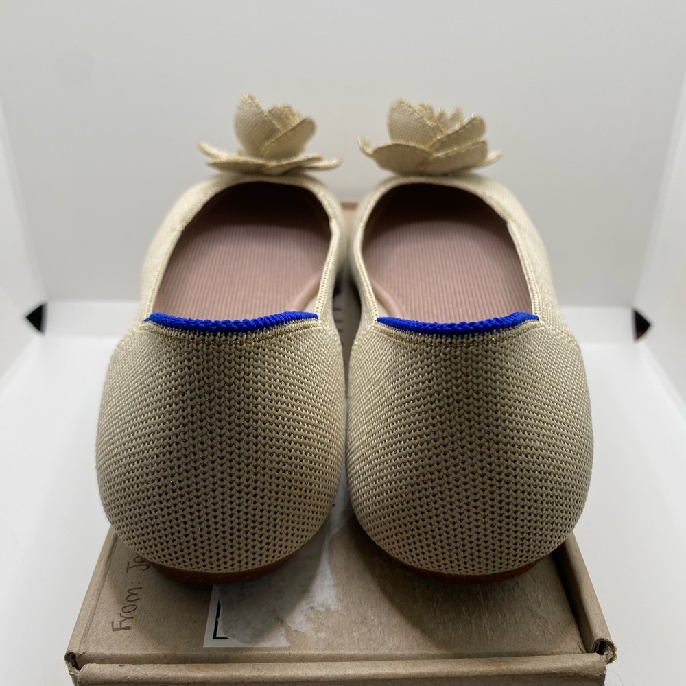 NEW!!! Rothy’s The Petal Square Toe Light Gold Metallic Flats Size 9.5 - Picture 3 of 8